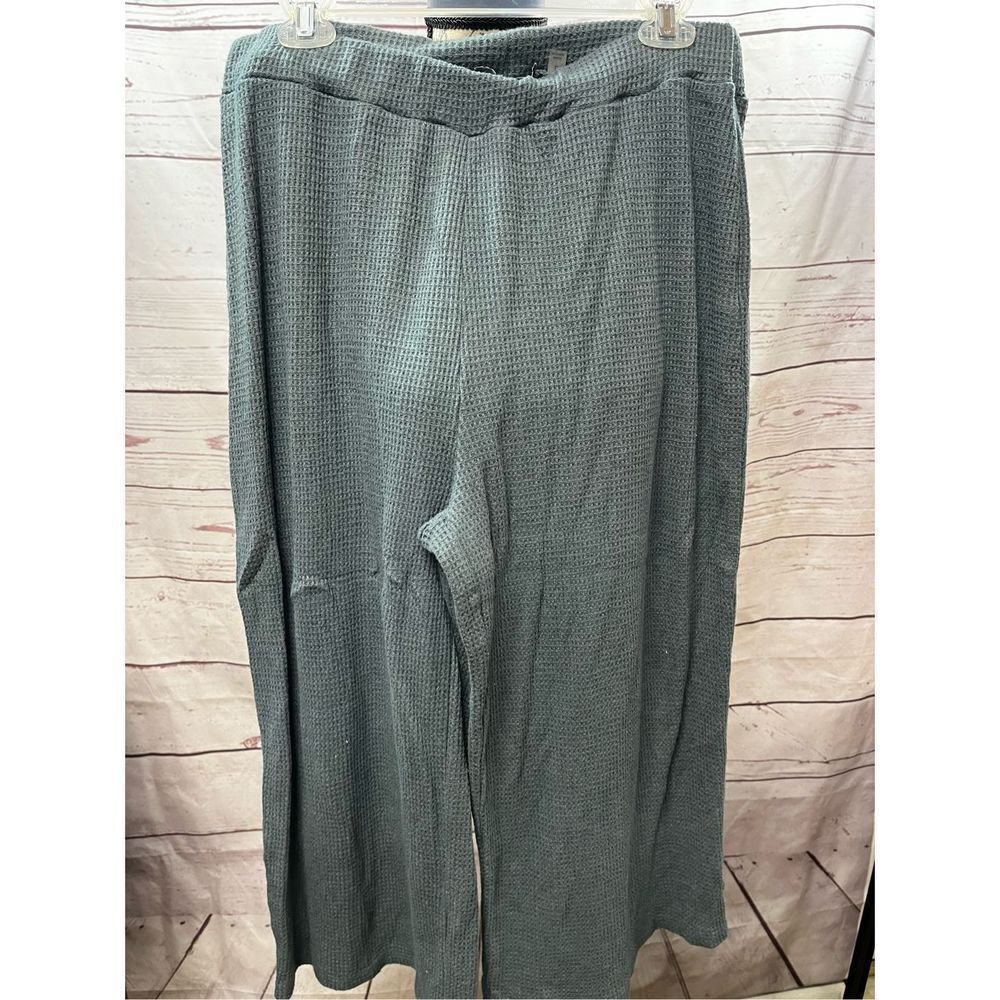 Bagatelle Collection Women's Blue Waffle‎ Knit Wide Leg Lounge Pants Size L